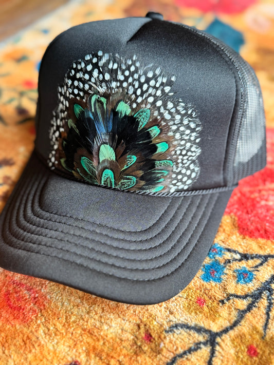 Black 2 Feather Trucker