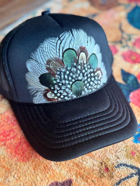 Black 3 Feather Trucker
