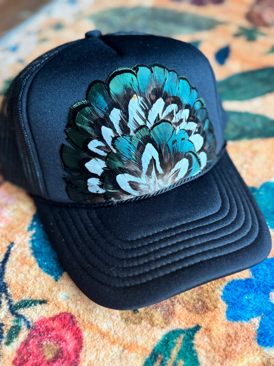 Black 4 Feather Trucker